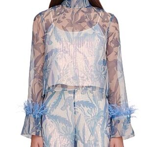 STAUD - wildflower blue sheer top